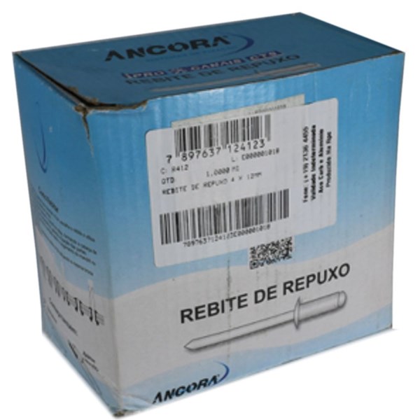 Rebite Pop Repuxo 4,0 X 12 412 Alumínio c/ 1000 peças - Âncora