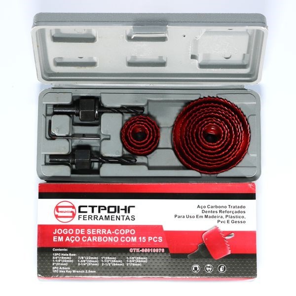 Jogo de Serra Copo de Aço Carbono CTK050 CTPOHR - Kit 15 peças - CTK05019076