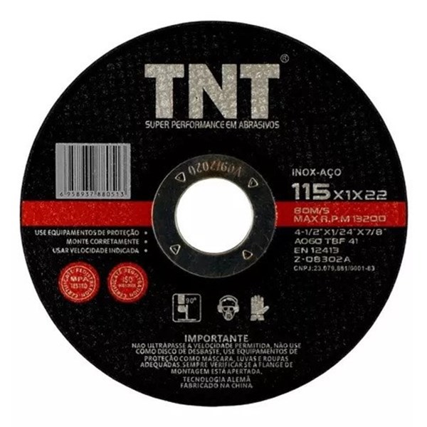 Disco De Corte Fino Aço Inox E Ferro 115x1,0x22 - 1 UN - Cod. Z-08302A