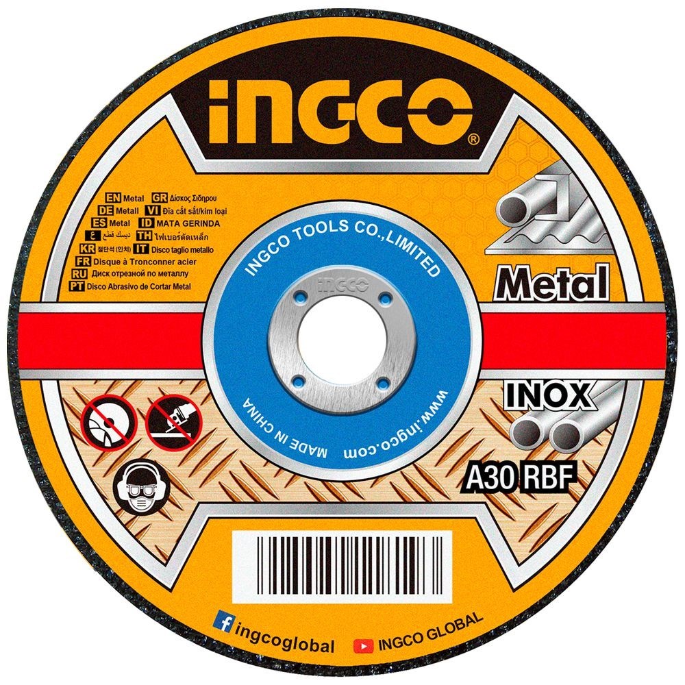 DISCO DE CORTE PARA METAL INGCO 7" (180MM X 1.6MM X 22.2MM) - COD. MCD161801