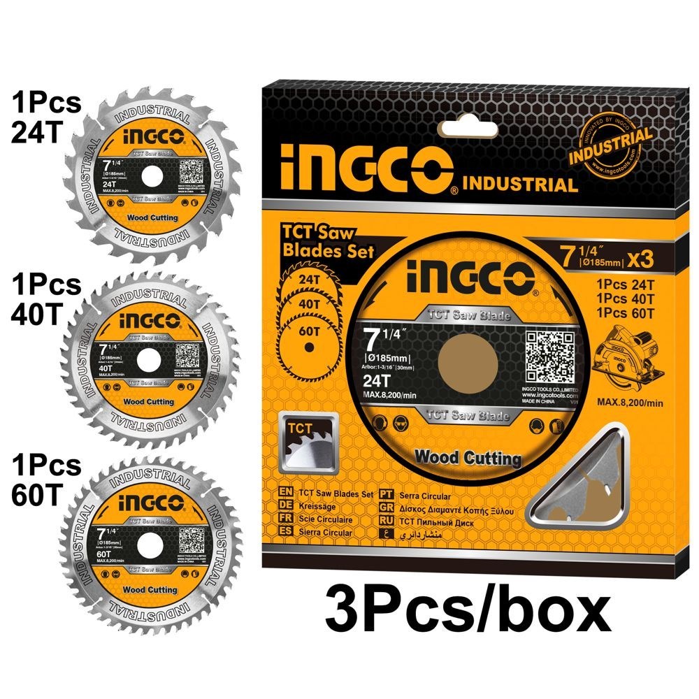 JOGO DE DISCOS DE WIDEA P/ SERRA CIRCULAR TCT 7.1/4” (185MM X 30MM) C/ 3 UN - COD .TSB51852153