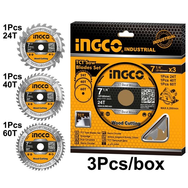 JOGO DE DISCOS DE WIDEA P/ SERRA CIRCULAR TCT 7.1/4” (185MM X 30MM) C/ 3 UN - COD .TSB51852153