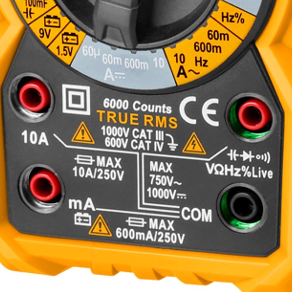 MULTÍMETRO DIGITAL TRUE-RMS INGCO 6000 CONTAGENS - COD. DM7502