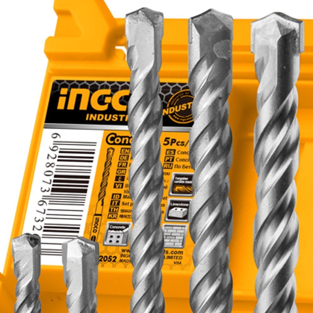 JOGO DE BROCAS SDS PLUS COM ESTOJO INGCO COM 5 PEÇAS - COD. AKD2052