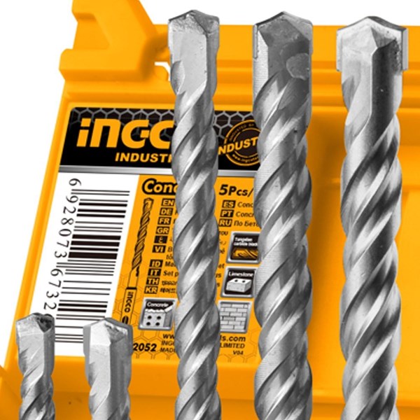 JOGO DE BROCAS SDS PLUS COM ESTOJO INGCO COM 5 PEÇAS - COD. AKD2052