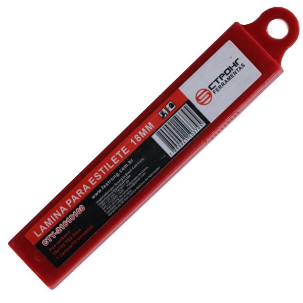 Lâmina para Estilete - 18mm/0.5mm - Caixa com 10 lâminas - Cod. CTY-21618100