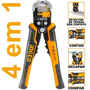 ALICATE AUTOMÁTICO 4 EM 1 PARA ELETRICISTA - DETECTOR DE TENSÃO INGCO 8.1/4’’ - COD. HWSP102429