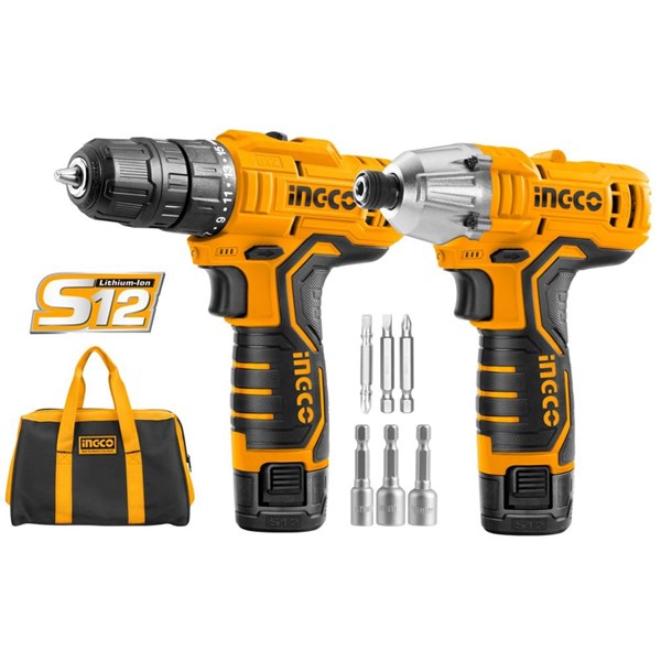 COMBO 4 - PARAFUSADEIRA DE ENCAIXE SEXTAVADO 1/4 E FURADEIRA  3/8” À BATERIA 12 V - COD. CKLI1201-9