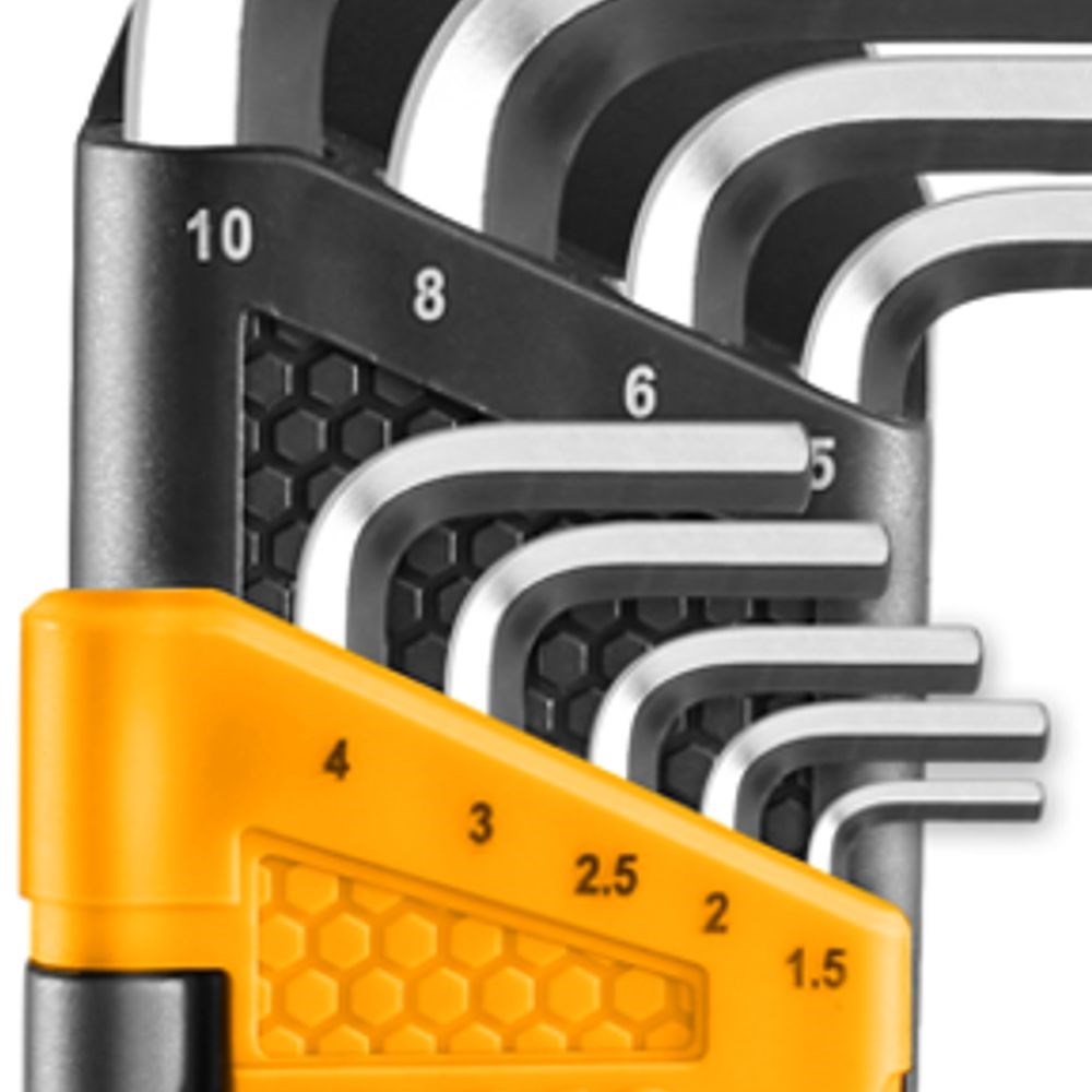 JOGO DE CHAVES ALLEN ABAULADA INGCO 1,5 A 10MM COM 9 PEÇAS - COD. HHK12091