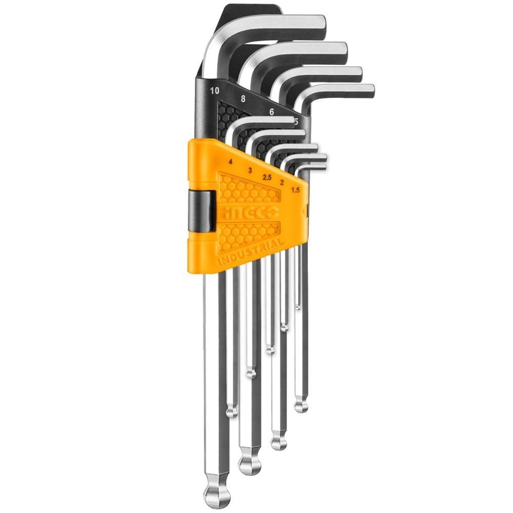 JOGO DE CHAVES ALLEN ABAULADA INGCO 1,5 A 10MM COM 9 PEÇAS - COD. HHK12091