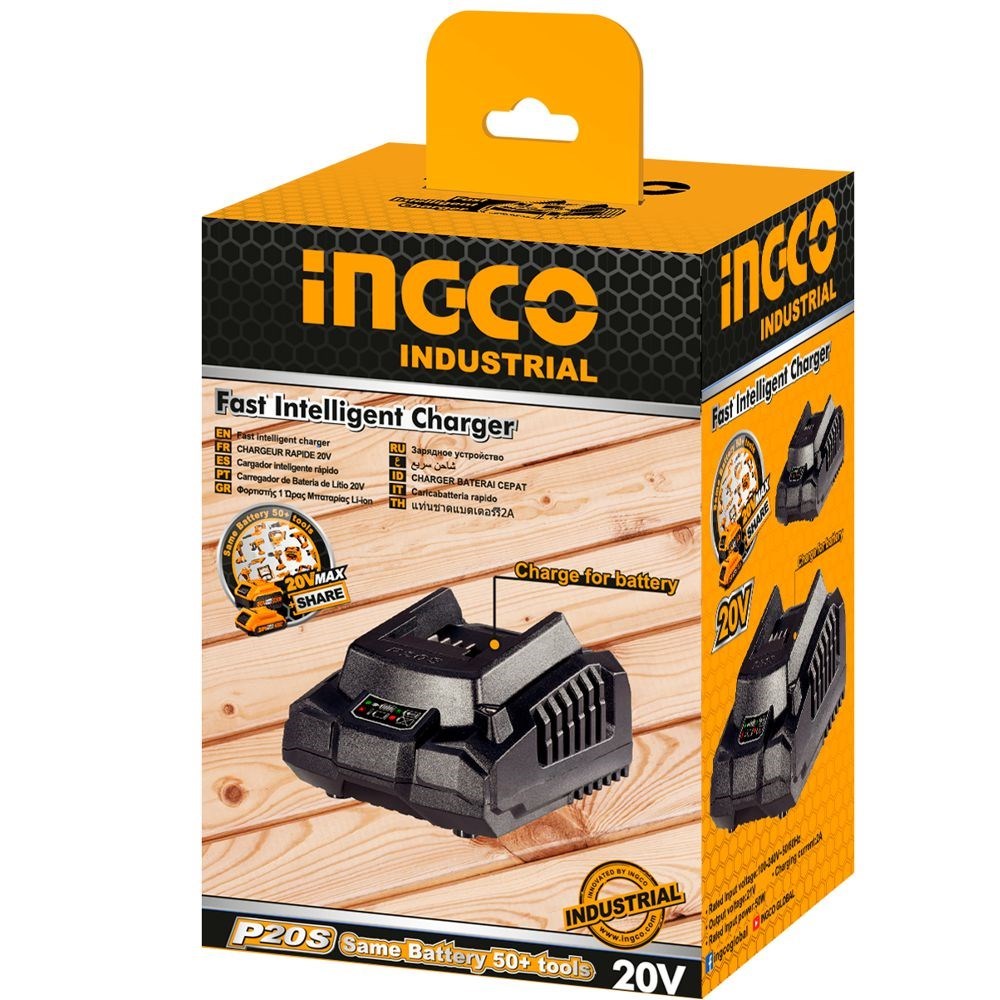 CARREGADOR DE BATERIA INGCO ÍON-LÍTIO INTELIGENTE 20V BIVOLT  - COD. FCLI2001-9