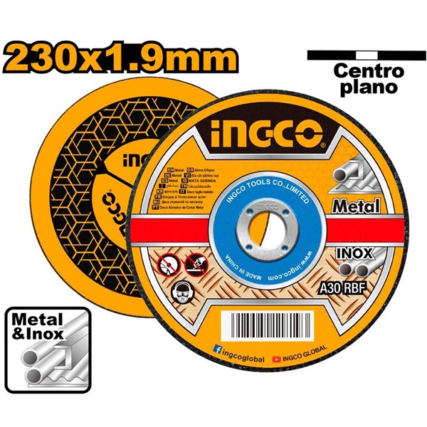 DISCO DE CORTE PARA METAL INGCO 9" (230MM X 1.9MM X22.2 MM) UN. COD. MCD302303
