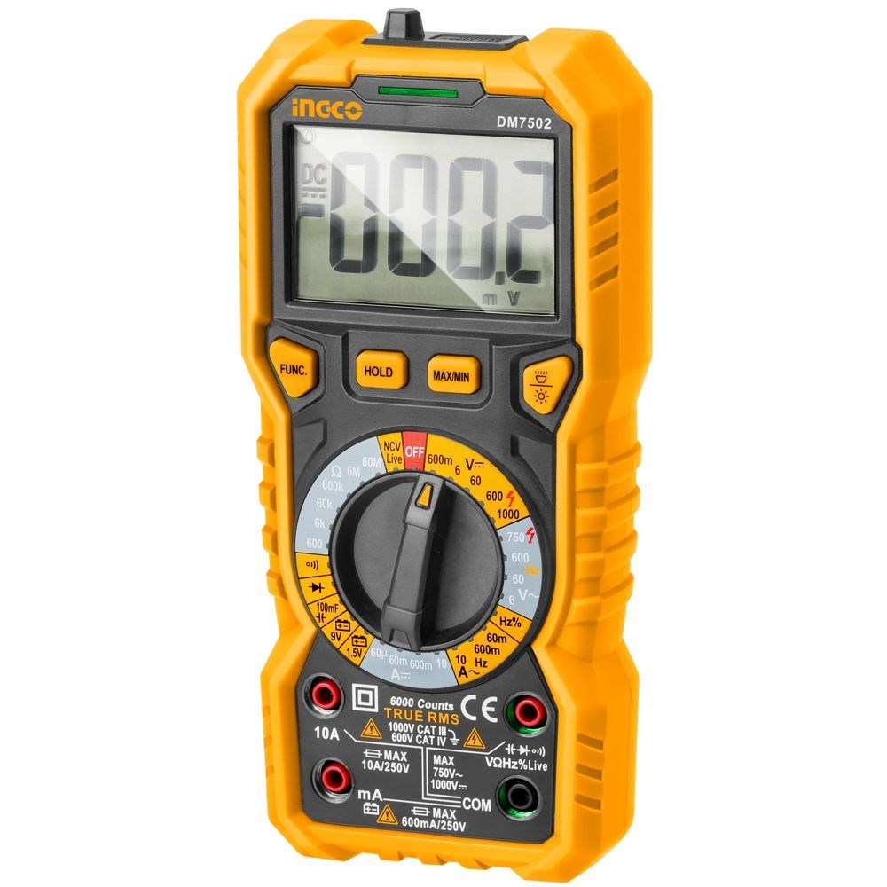 MULTÍMETRO DIGITAL TRUE-RMS INGCO 6000 CONTAGENS - COD. DM7502