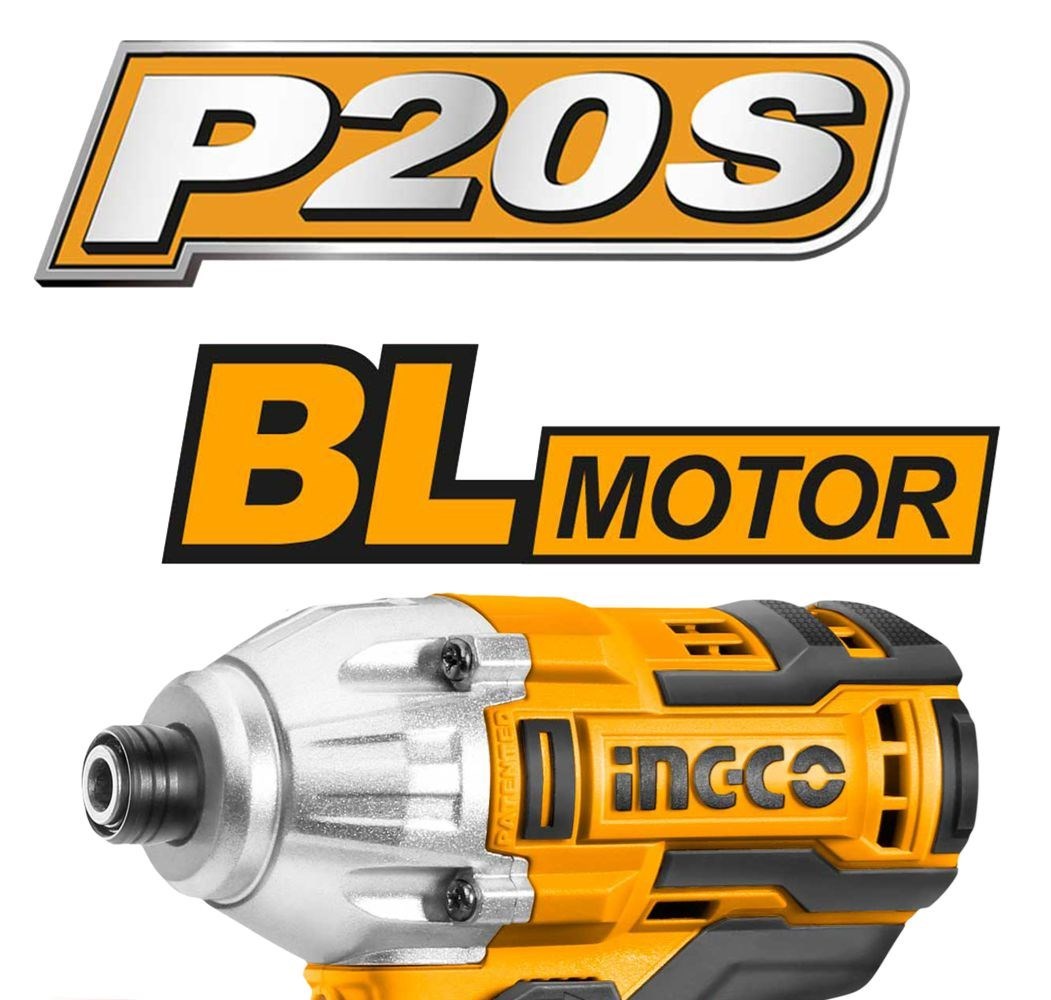 PARAFUSADEIRA DE IMPACTO ENCAIXE SEXTAVADO 1/4” INGCO À BATERIA ÍON-LÍTIO 20V - COD. CIRLI2004-9