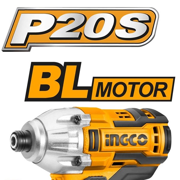 PARAFUSADEIRA DE IMPACTO ENCAIXE SEXTAVADO 1/4” INGCO À BATERIA ÍON-LÍTIO 20V - COD. CIRLI2004-9