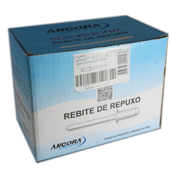 Rebite Pop Repuxo 4,0 X 16 416 Alumínio c/ 500 peças - R416 - Âncora