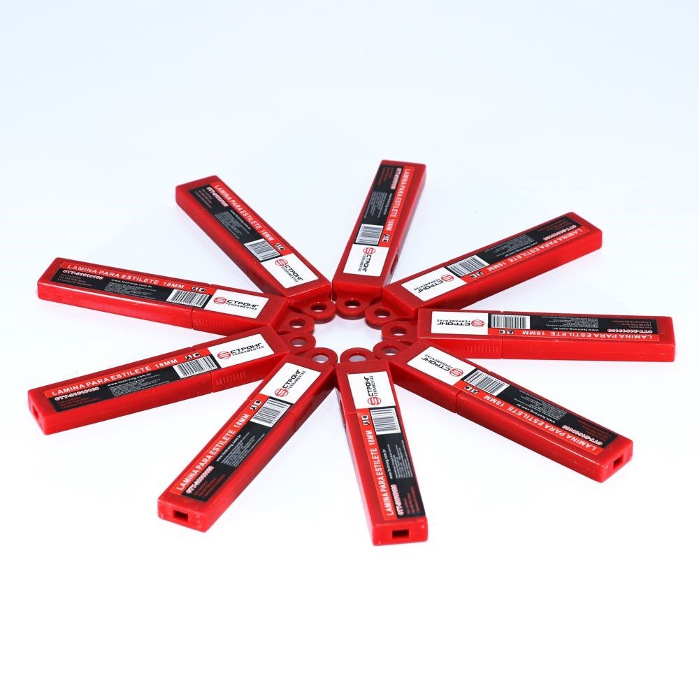 Lâmina para Estilete - 18mm/0.5mm - Caixa com 10 lâminas - Cod. CTY-21618100