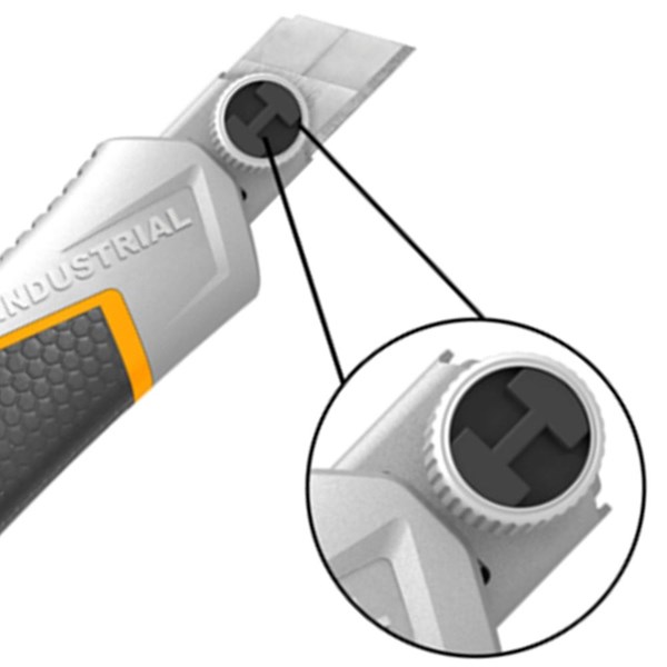 ESTILETE INDUSTRIAL INGCO EM ALUMÍNIO COM 6 LÂMINAS 18MM X 100 MM TROCA RÁPIDA - COD. HKNS1808