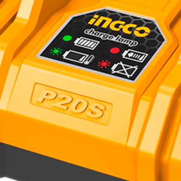 CARREGADOR DE BATERIA DUPLO INGCO ÍON-LÍTIO INTELIGENTE 20V - COD.FCLI2034-9