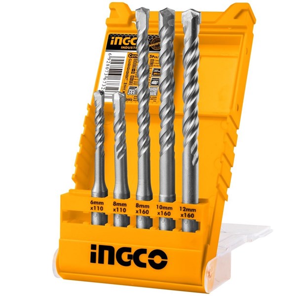 JOGO DE BROCAS SDS PLUS COM ESTOJO INGCO COM 5 PEÇAS - COD. AKD2052