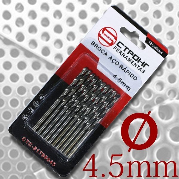 Broca Aço Rápido 4,5mm  - CTPOHR- Kit 10 peças - Cod. CTC01700045
