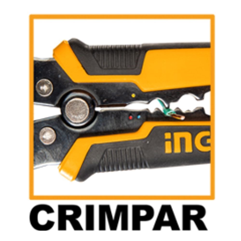 ALICATE AUTOMÁTICO 4 EM 1 PARA ELETRICISTA - DETECTOR DE TENSÃO INGCO 8.1/4’’  -  COD. HWSP102429