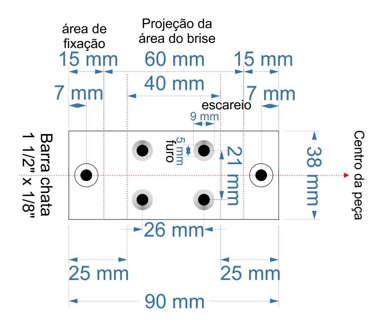 Fixador para brise ecológico e PS em alumínio. Pacote com 100 unidades.