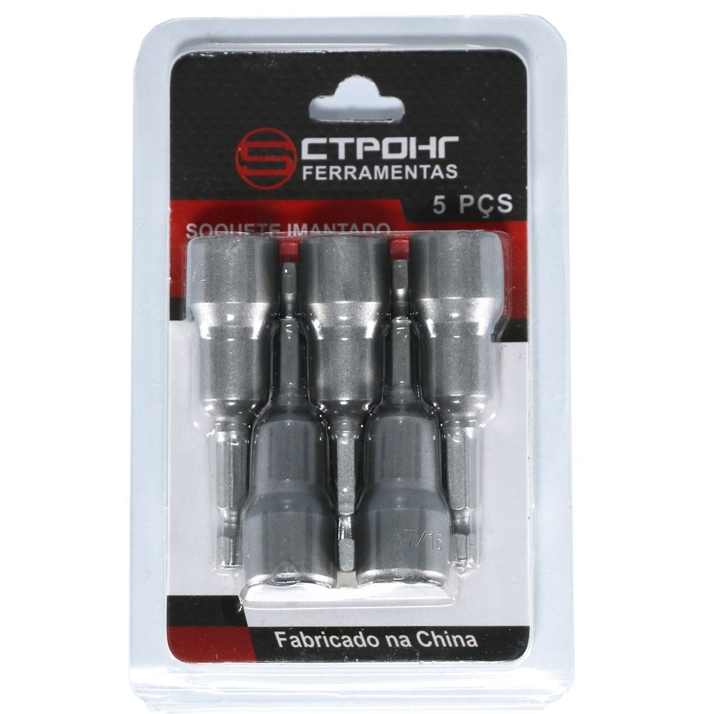 Soquete Imantado - Sextavado 7/16 - Kit 5 peças - CTPOHR - CTP93800716-1