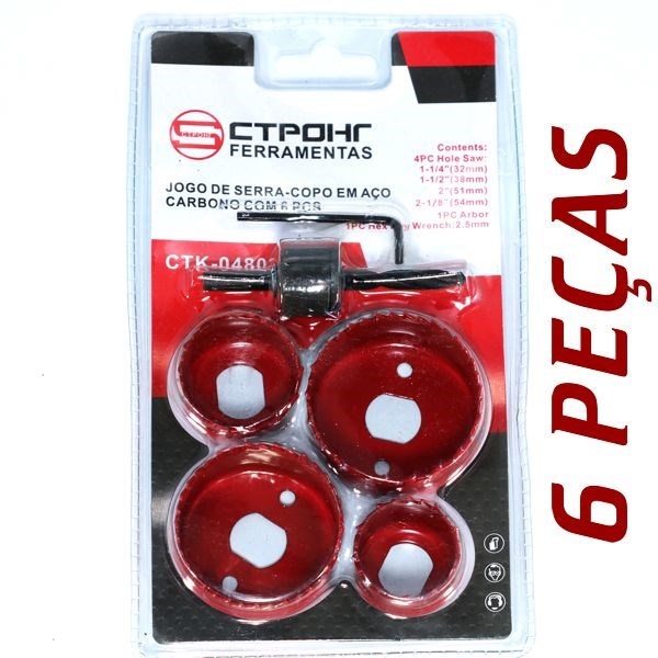 Jogo de Serra Copo de Aço Carbono CTK048 - Kit c/ 6 peças
