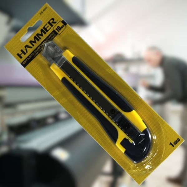 Estilete Emborrachado - Hammer  - 18mm - 3 Laminas