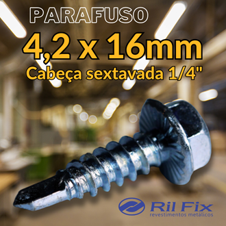Parafuso Cabeça Sextavada Ponta Broca 8x16 (4,2x16mm) c/ 500 peças - 363791