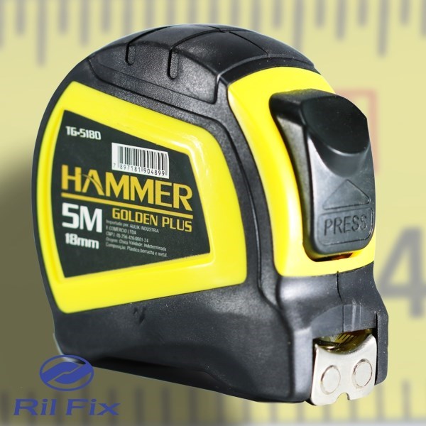 Trena Emborrachada Hammer - Golden Plus 5m x 18mm - Cod. GYTG5180