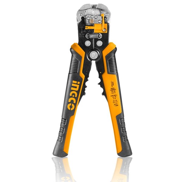 ALICATE AUTOMÁTICO 3 EM 1 P/ ELETRICISTA - CORTAR, DECAPAR E CRIMPAR INGCO 8.1/4’’ - COD. HWSP102418