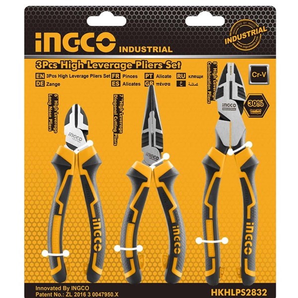 JOGO DE ALICATES ALTA PERFORMANCE UNIVERSAL 9.1/2”, BICO 8” E CORTE 7” C/ 3 PEÇAS - COD. HKHLPS2832