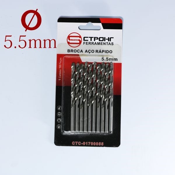 Broca Aço Rápido 5,5mm  - CTPOHR- Kit 10 peças - Cod. CTC01700055