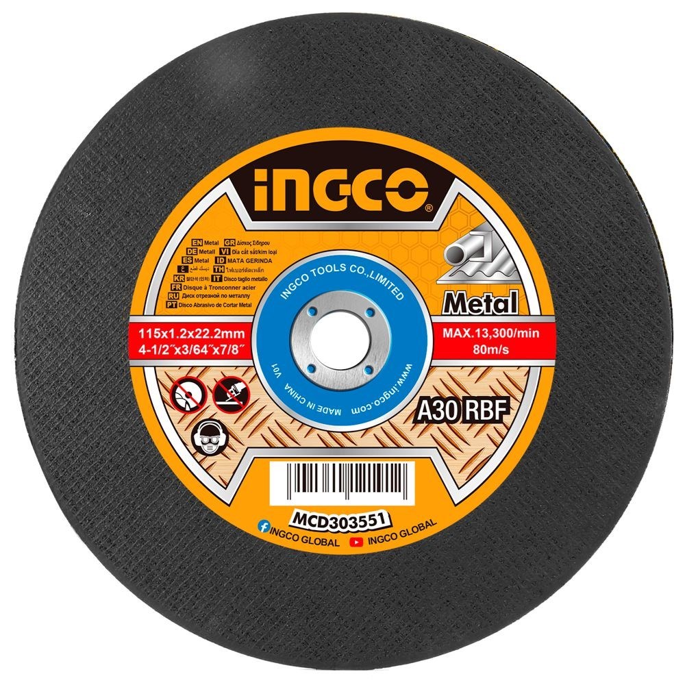 DISCO DE CORTE PARA METAL INGCO 14" (355MM X 3.0MM X 25.4MM) - COD. MCD303551