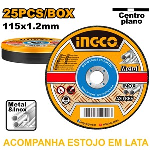 JOGO DE DISCOS DE CORTE PARA METAL 4.1/2” (115MM X 1.2MM X 22.2MM) C/ 25 UNIDADES - COD. MCD1211525