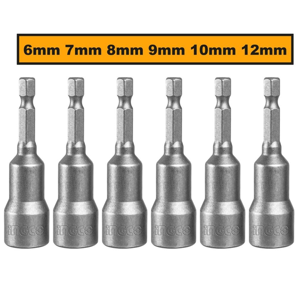 JOGO DE SOQUETES MAGNÉTICOS INGCO COM 6 PEÇAS - COD. AMN65061
