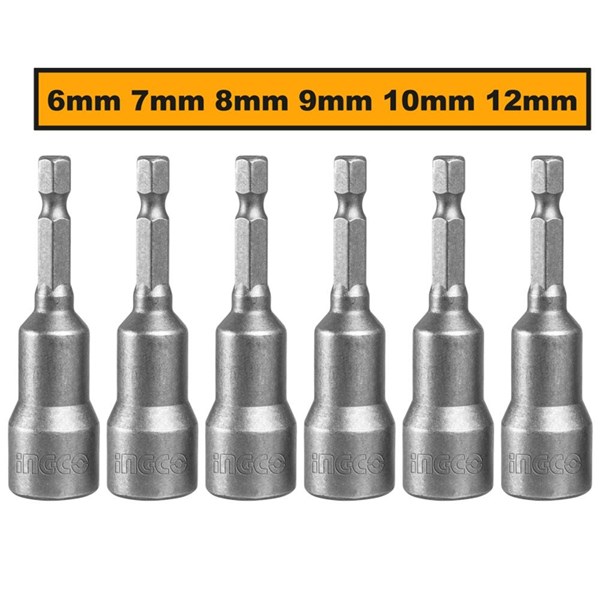 JOGO DE SOQUETES MAGNÉTICOS INGCO COM 6 PEÇAS - COD. AMN65061