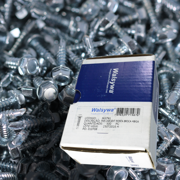 Parafuso Cabeça Sextavada Ponta Broca 8x16 (4,2x16mm) c/ 500 peças - 363791
